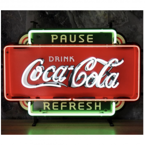 Neon sign retro coca-cola pause refresh