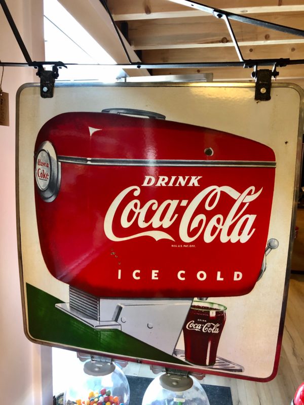 Plaque émaillée Coca Cola américaine double face 1950