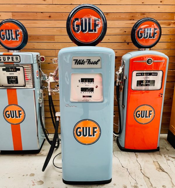 Pompe à essence américaine Gulf restaurée us