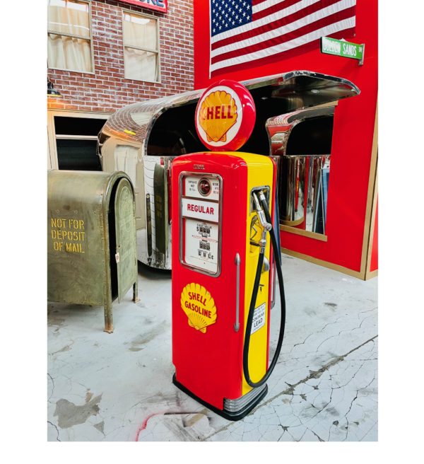 Pompe à essence Shell Erie modèle 991 de 1947 restaurée