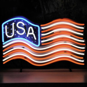 Enseigne neon Drapeau USA 64x40cm