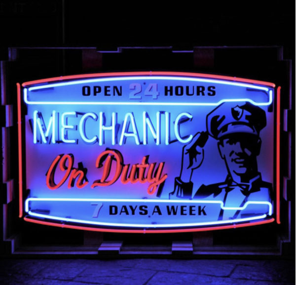 enseigne neon Mechanic On Duty 100 x 63cm