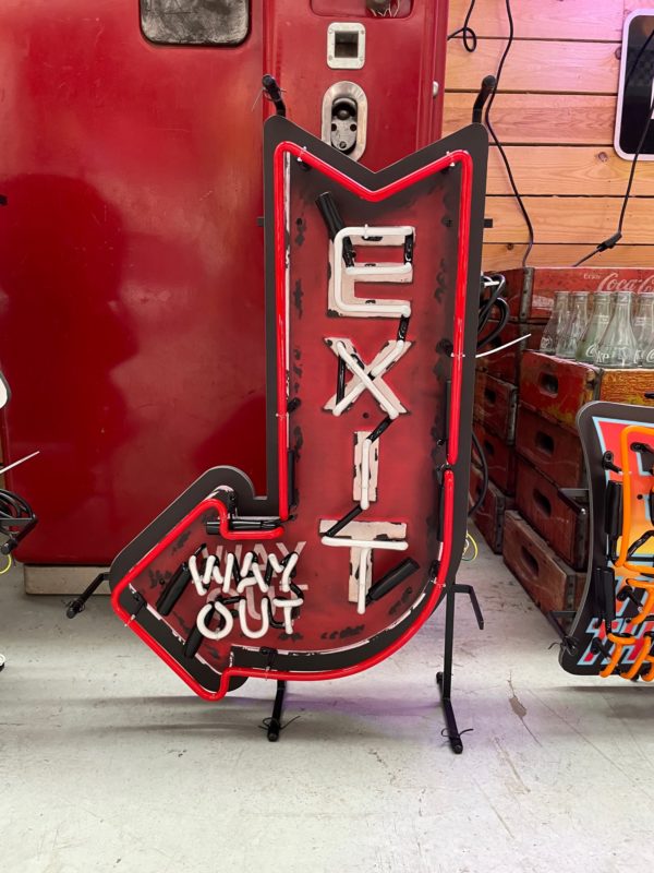 EXIT way out neon sign