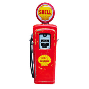 Pompe à essence américaine Shell de 1955 avec sa patine d’origine