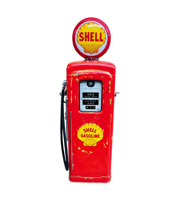 Shell American gas pump from 1955 with its original patina