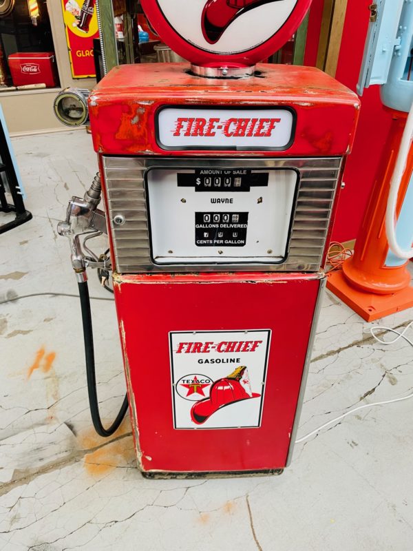 Pompe à essence américaine Texaco Fire Chief patine d'origine