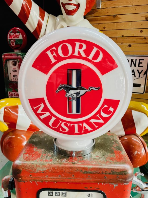 Ford Mustang vintage gas pump globe