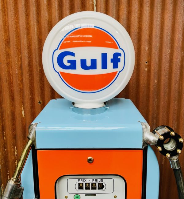 ancienne Pompe à essence Gulf SATAM restaurée globe