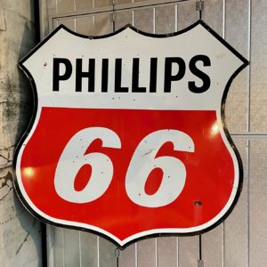 Phillips 66 American enamel sign from 1960 Double sided