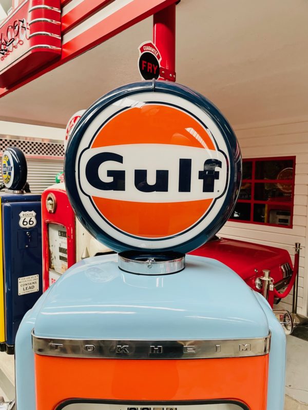 Gulf vintage American gas pump restored