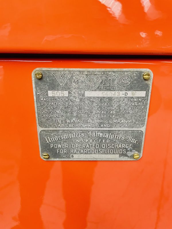 Vintage Gulf Wayne 505 gas pump id tag