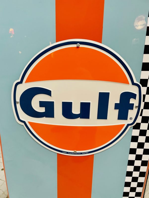 Gulf gasboy restored gas pump sign