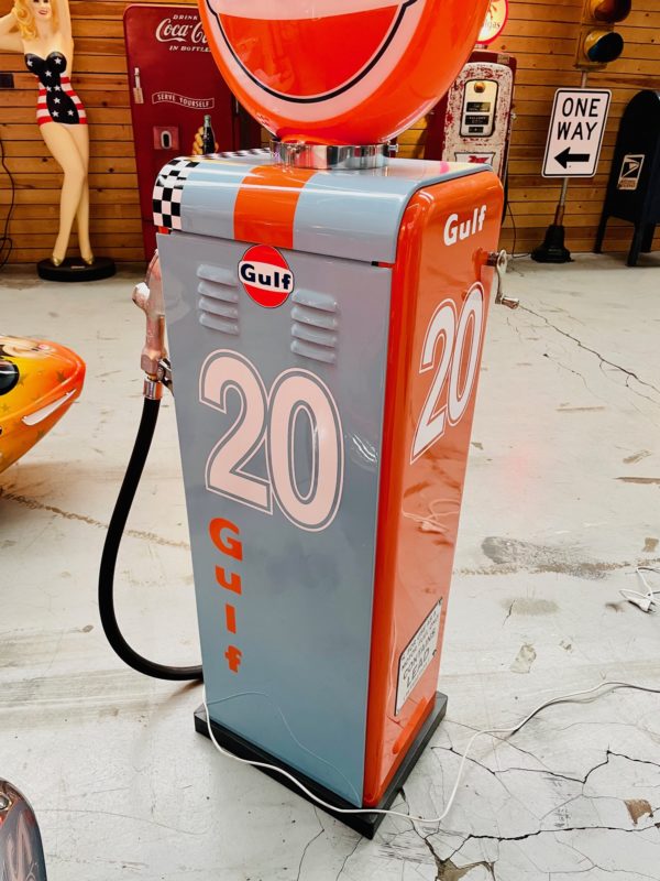 Pompe à essence Gulf gasboy restaurée arrière