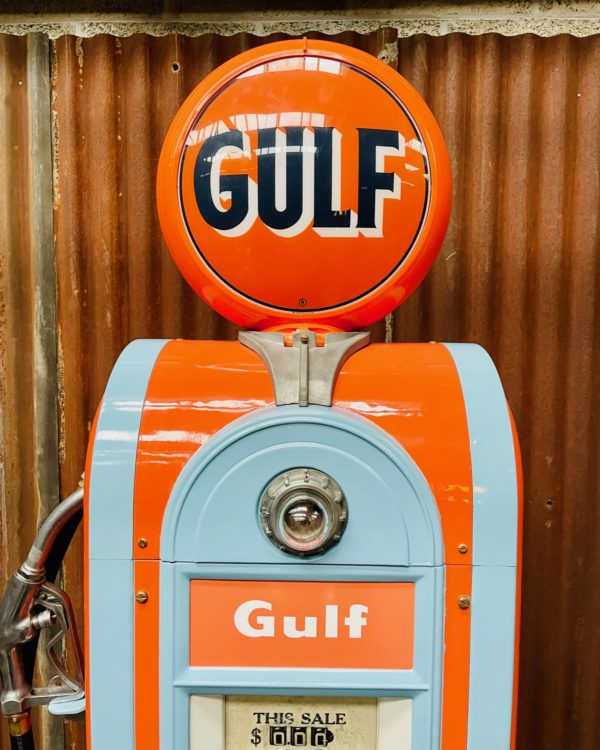 Gulf American vintage gas pump globe