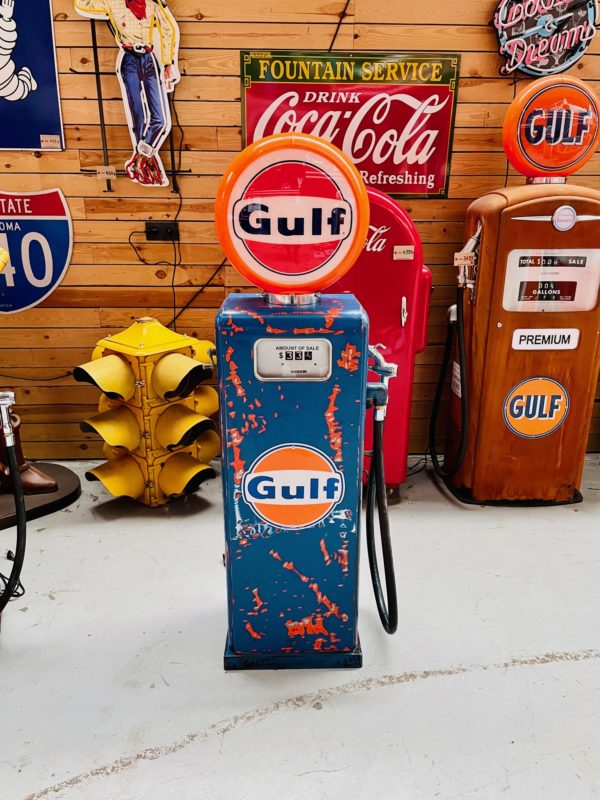 authentique pompe à essence Gulf gasboy patine d'origine