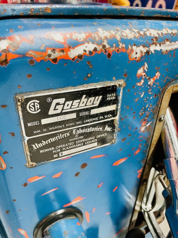 pompe à essence Gulf gasboy plaque identification