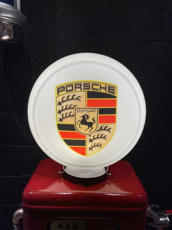 Globe Opaline Porsche de pompe à essence 40cm