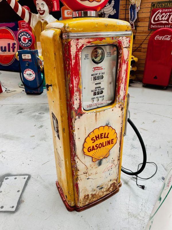 Pompe à essence américaine Shell t39 patine d'origine