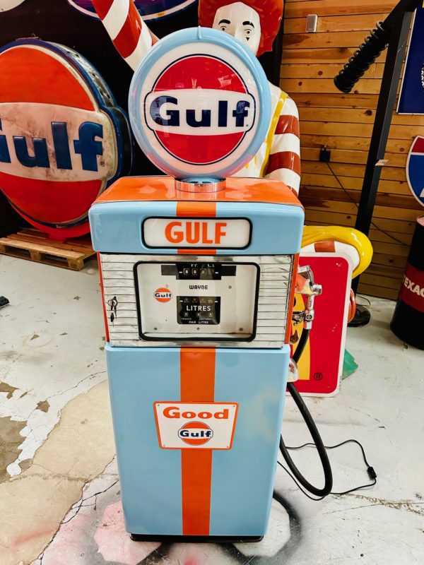 authentique Pompe à essence Gulf Wayne 505 restaurée