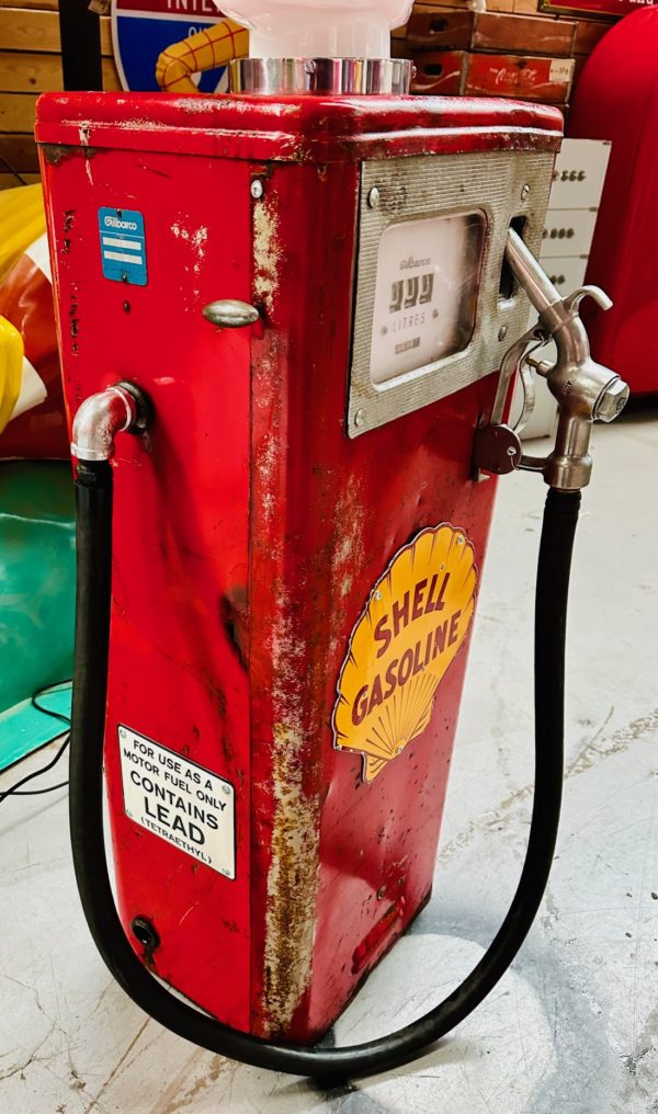 authentique pompe à essence Shell Patine d'origine.