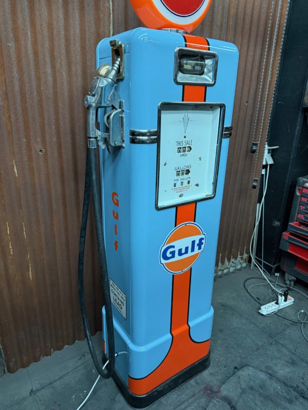 Restored American Gulf Bowser gas pump