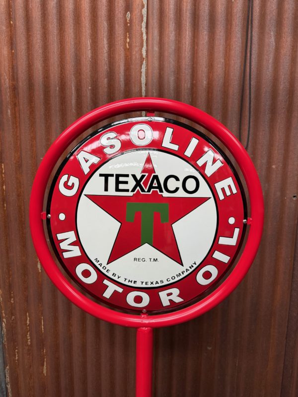 Plaque émaillée texaco motor oil avec son pied metal