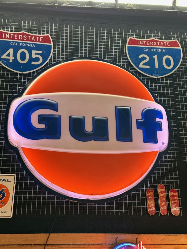 Enseigne lumineuse américaine Gulf 1980