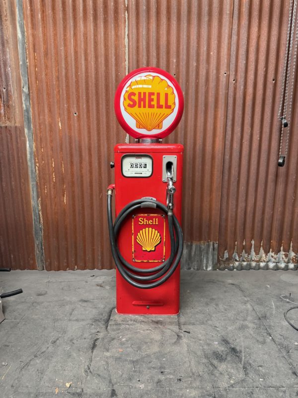American Shell gas pump.