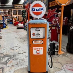 Restored vintage American Gulf gas pump from 1955.